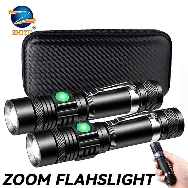 Outdoor Adventure Hiking - T6 LED Rechargeable Flashlight,18650 Zoomable Torch,