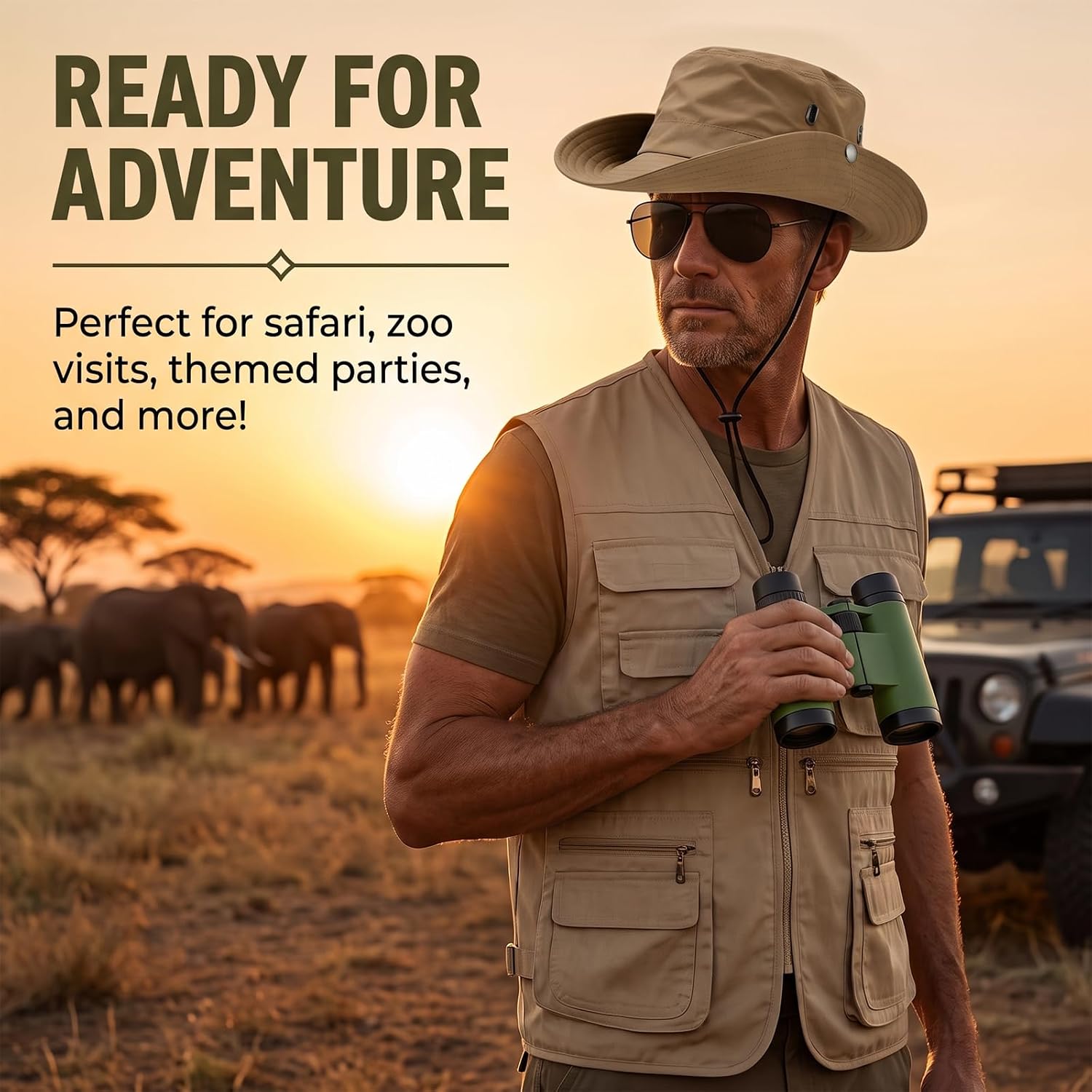 4 Pcs Men Safari Costume Set O - Zoo Outdoor Adventure Set 评论和价格