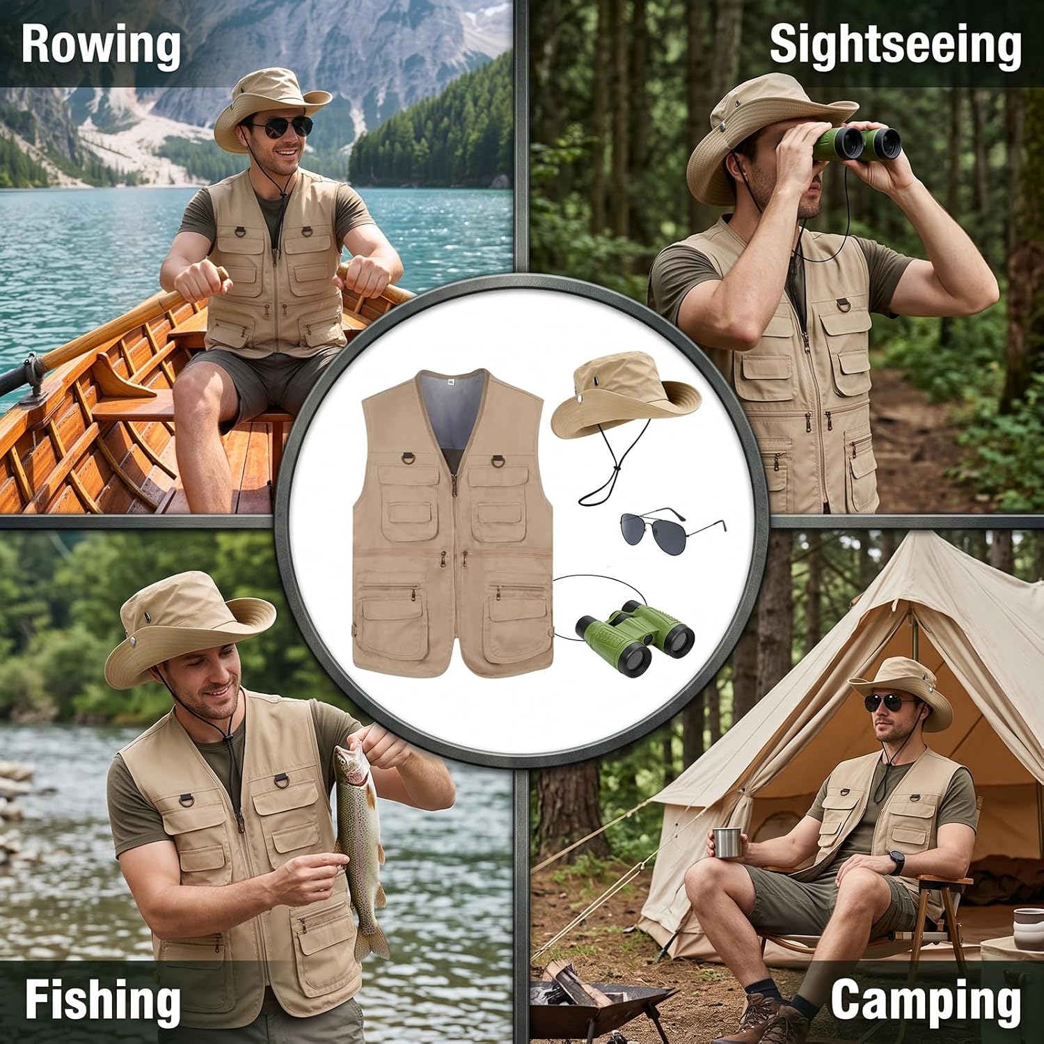 4 Pcs Men Safari Costume Set O - Zoo Outdoor Adventure Set 评论和价格